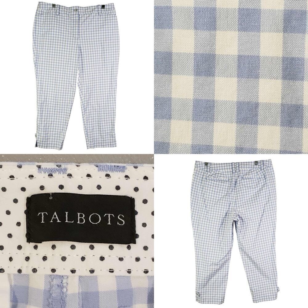 Talbots Pants Perfect Crop Women’s Stretch Chino Gingham Plus Size 12 Petite